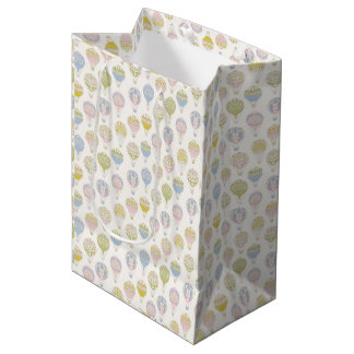 Sacola Para Presentes Média Balão de Ar Quente Pastel Vintage Fantasioso Bebê