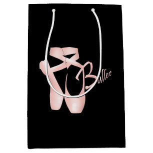 Sacola Para Presentes Média Balé Ballerina Calçados de Ponta Rosa M Gift Bag