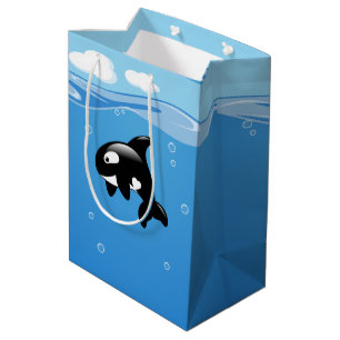 Sacola Para Presentes Média Baleia de orca branca no oceano
