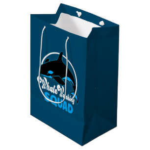 Sacola Para Presentes Média Baleia de Orca-Cuta, Vigiando Animal Marinho-Esqua