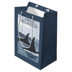 Sacola Para Presentes Média Baleias #1 da orca - Kenai, Alaska