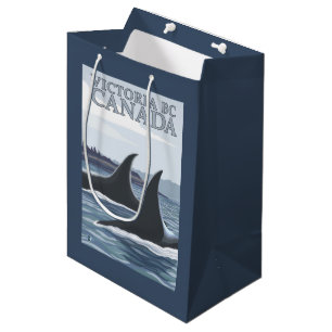 Sacola Para Presentes Média Baleias #1 da orca - Victoria, BC Canadá