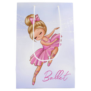 Sacola Para Presentes Média Ballerina Girl Pink, Puro, Dança de Balé Bonito