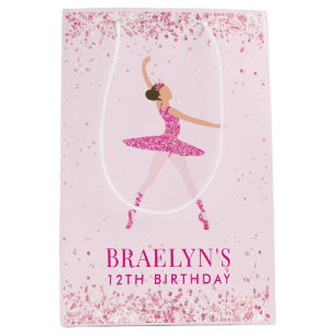 Sacola Para Presentes Média Ballerina Glitter Confetti Aniversário Design