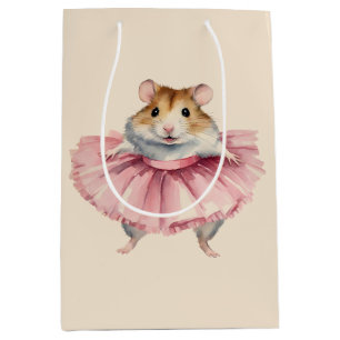 Sacola Para Presentes Média Ballerina Hamster Girls Personalizadas Aniversário