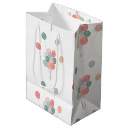 Sacola Para Presentes Média Balões Coloridos do Partido Pastel