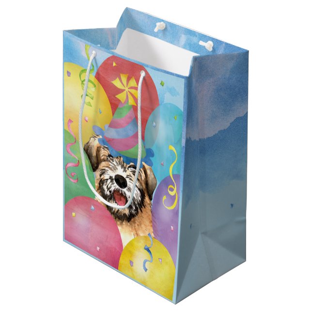 Sacola Para Presentes Média Balões de aniversário de Terrier Gift Bag (Frente inclinada)