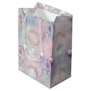 Sacola Para Presentes Média Balões de Ar Quente Steampunk Vintage Feminine