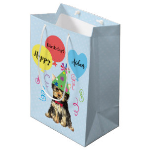 Sacola Para Presentes Média Balões de Festa de aniversário Yorkie