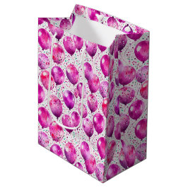 Sacola Para Presentes Média Balões e Confetes em Aquarela Rosa Vibrante