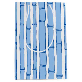 Sacola Para Presentes Média Bambooey Faixa de Bambu em Porcelana Azul