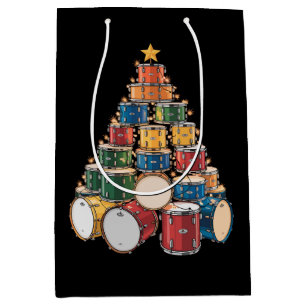 Sacola Para Presentes Média Banda de Tambor de Música Feriada da Árvore de Nat