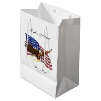 Sacola Para Presentes Média Bandeira Americana e Casamento de Águia