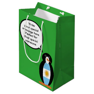 Sacola Para Presentes Média Bandeira Argentina Pinguim Ms Falante