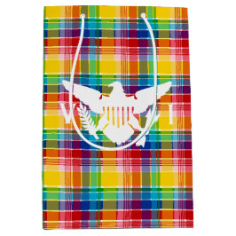 Sacola Para Presentes Média Bandeira das Ilhas Virgens dos EUA, Madras