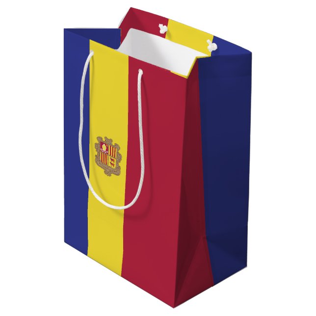 Sacola Para Presentes Média Bandeira de Andorra (Verso inclinado)
