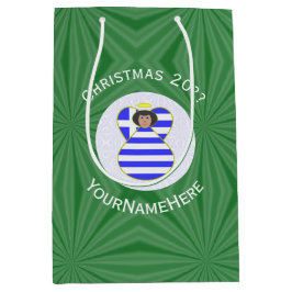 Sacola Para Presentes Média Bandeira de Natal do Pêssego Negra Grego Personali