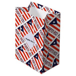 Sacola Para Presentes Média Bandeira de Porto Rico e Bandeira de Porto Rico em
