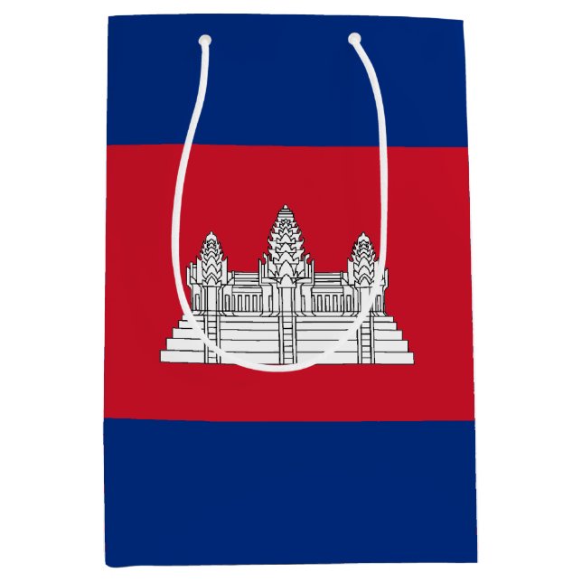 Sacola Para Presentes Média Bandeira do Camboja (Frente)
