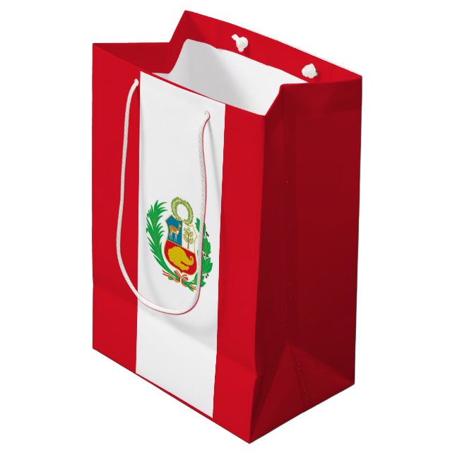 Sacola Para Presentes Média Bandeira do Estado peruano (Frente inclinada)
