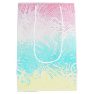 Sacola Para Presentes Média Bandeira do Orgulho Abstrato Boho Swirly Groovy Ge