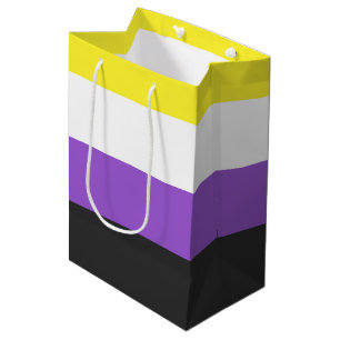 Sacola Para Presentes Média Bandeira do Orgulho Não Binário SlipperyJoe's amar