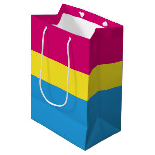 Sacola Para Presentes Média bandeira do orgulho pansexual SlipperyJoe rosa âmb