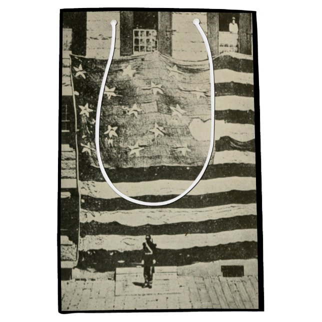 Sacola Para Presentes Média Bandeira Estrelada: Bandeira Americana em Exposiçã (Frente)