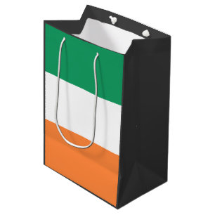 Sacola Para Presentes Média Bandeira Nacional da Irlanda, padrão irlandês, Est