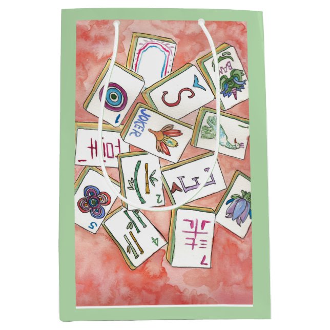 Sacola Para Presentes Média bandeja de azulejos rosa (Frente)