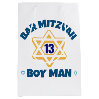Sacola Para Presentes Média Bar Mitzvah Star de David