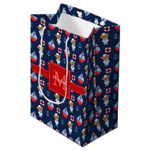 Sacola Para Presentes Média Barcos à vela e Pernas Monogramados