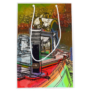 SACOLA PARA PRESENTES MÉDIA BARCOS CANAIS