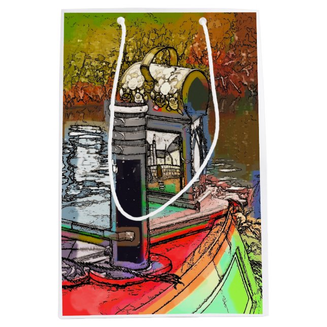 SACOLA PARA PRESENTES MÉDIA BARCOS CANAIS (Frente)