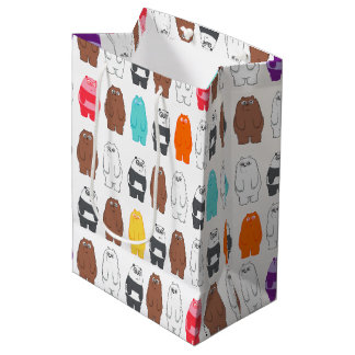 Sacola Para Presentes Média Bare Bears Colorful Bear Patterno