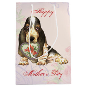 Sacola Para Presentes Média Basset Heart Mãe