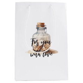 Sacola Para Presentes Média Beach Sand Starfish Bottle