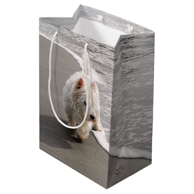 Sacola Para Presentes Média Beachcombing Westie Photo Gift Bag (Verso inclinado)