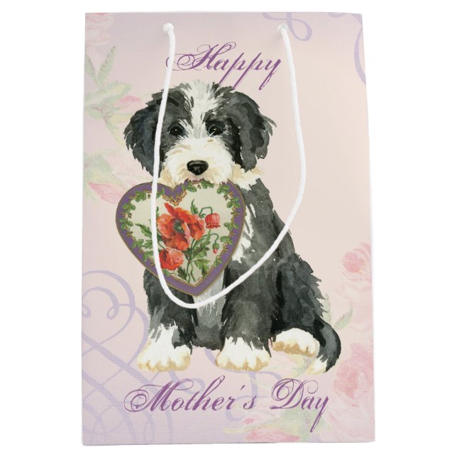 Sacola Para Presentes Média Beardie Heart Mãe (Frente)