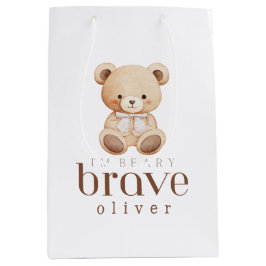 Sacola Para Presentes Média beary brave childhood cancer sick kids custom name