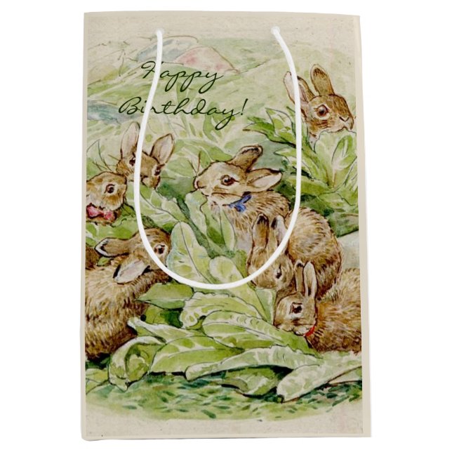 Sacola Para Presentes Média Beatrix Potter Tale dos Bunnies Inchados (Frente)