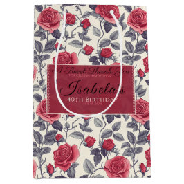 Sacola Para Presentes Média Beautiful Rose Flower Girl Birthday Party