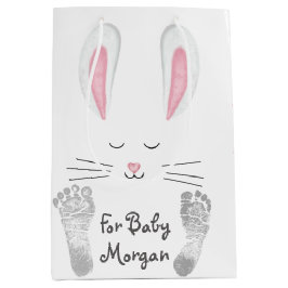 Sacola Para Presentes Média Bebê Bunny com Pegadas