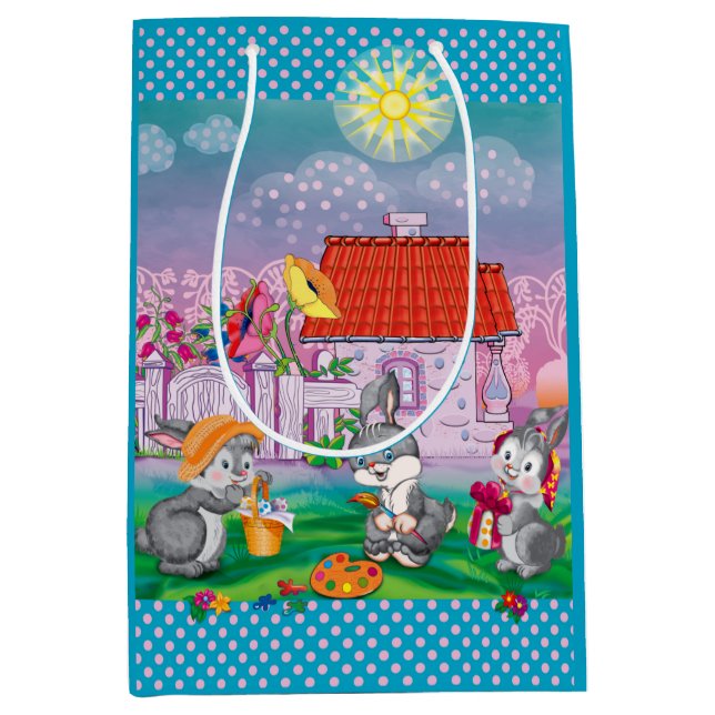 Sacola Para Presentes Média Bebê Bunny pequeno (Frente)