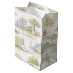 Sacola Para Presentes Média Bebê Dragão Fofo Padrão Pastel Floresta (1)