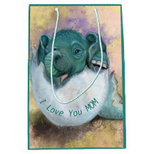Bebê Elefante Presente Saco Te Amo Mãe - Seu Texto