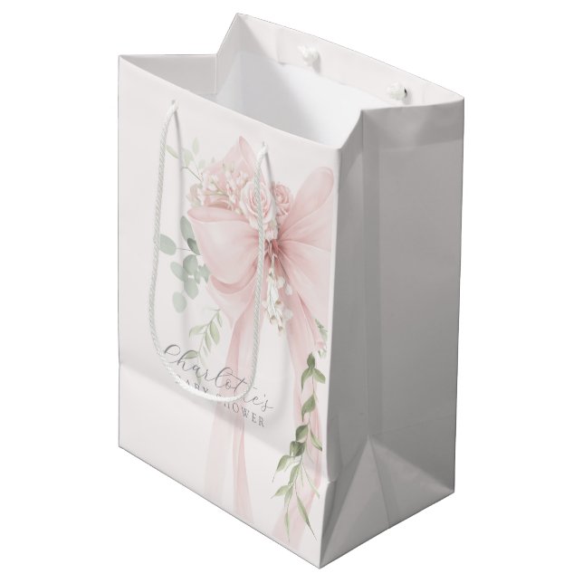 Sacola Para Presentes Média Bebê em flor Bebê Chá de fraldas Obrigada (Frente inclinada)