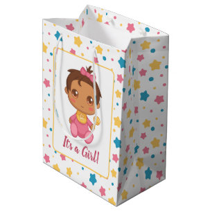 Sacola Para Presentes Média Bebê Menina Rosa, Traje De Bolha Escuro