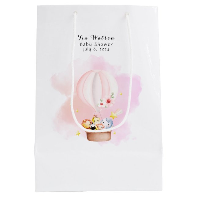 Sacola Para Presentes Média Bebê Rosa Safari Sofrendo Alto (Verso)