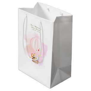 Sacola Para Presentes Média Bebê Rosa Safari Sofrendo Alto
